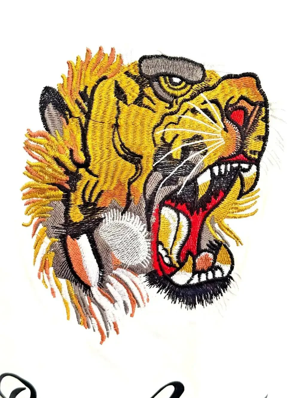 Gucci Cotton Lg/Sleeve Tee w/ L'Aveugle Par Amour script & Embroidered Tiger, XL